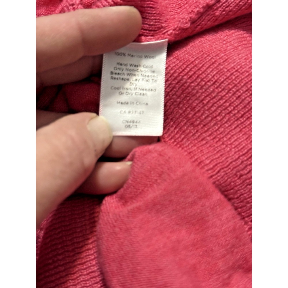 Talbots Pure Merino Wool Sweater Womens LP Medium Petite Pink Waterfall Neckline - Picture 6 of 6